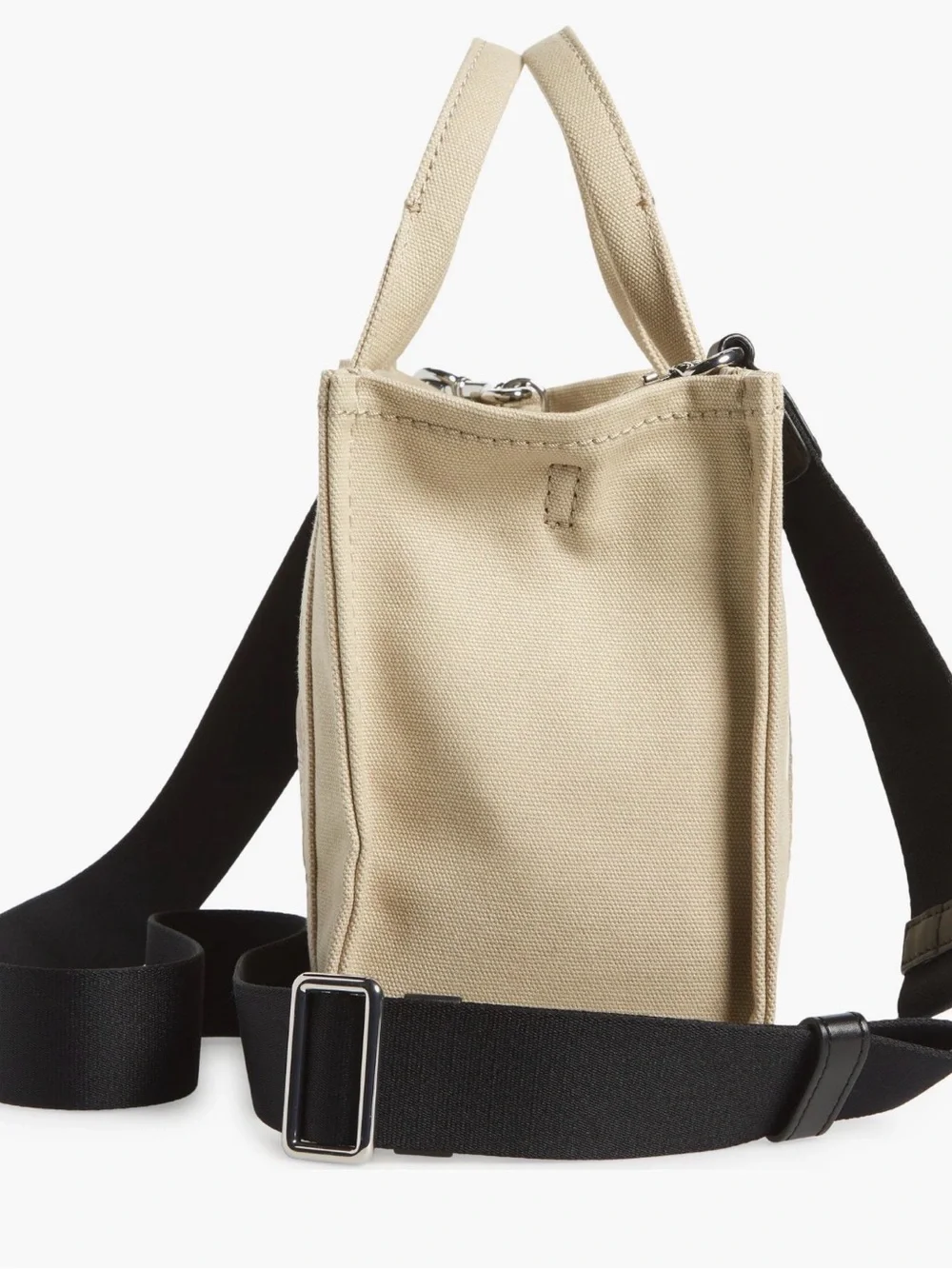 Marc Jacobs Beige Canvas Mini Tote with Black Strap